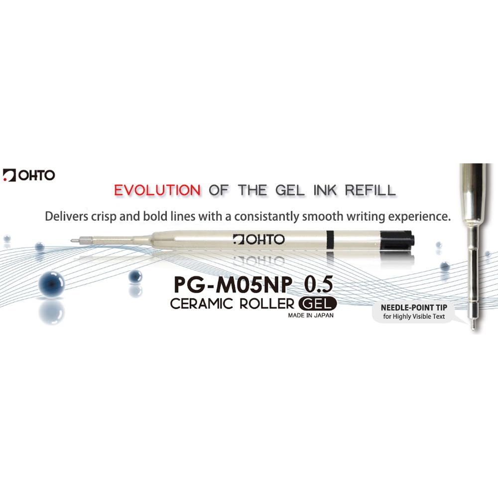OHTO PG-M05NP 0.5mm Ceramic Gel Ink Refill – Compatible with OHTO GS02 Multi Pen, Fine Metal Tip, Quick-Dry Blue Ink for Smooth, Precise & Reliable Writing – Made in Japan