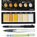 ZIG Special Illustration Set GANSAI TAMBI Starry 6colors Micron Pen 03,BRUSH2O Medium & Wink of Stella Brush Glitter for Manga Drawing Lettering & Calligraphy Professional Artist Quality Made in Japan.