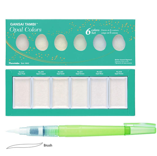 Zig KURETAKE GANSAI TAMBI Opal Colors 6 colors set WATERCOLOR SYSTEM BRUSH2O Medium COMBO SET