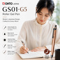 OHTO GS01 Premium Aluminum Gel Pen 0.5mm Needle Tip Black Ink, Quick Dry Smooth Writing Pen, Metal Body with Brass Clip, Executive Office Pen for Journaling, Notes & Everyday Writing, Red