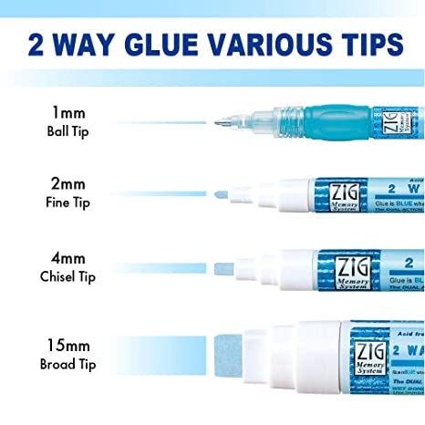 ZIG MEMORY SYSTEM 2 WAY GLUE Squeeze & Roll 2 Pen Set TIP SIZE:1,4 mm TIP are available