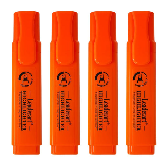 Leaderart Classic Highlighters ELITE – Orange Color Set of 10 Pcs for Students, Office Work, Journaling & Note-Taking, Ultra-Soft Chisel Tip, Made in Malaysia