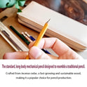OHTO WN01 Wooden Mechanical Pencil 0.5mm Blue, Japanese Hexagonal Wood Barrel, Refillable Lead Pencil with Eraser for Writing, Sketching, Drawing, School & Office