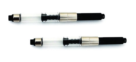 MELLO Universal Fountain Pen Ink Converter | Metal Body | Refillable Piston Converter for Bottled Ink | Pack of 2 | Compatible with Standard Fountain Pens | Transparent Ink Reservoir | Made in Japan