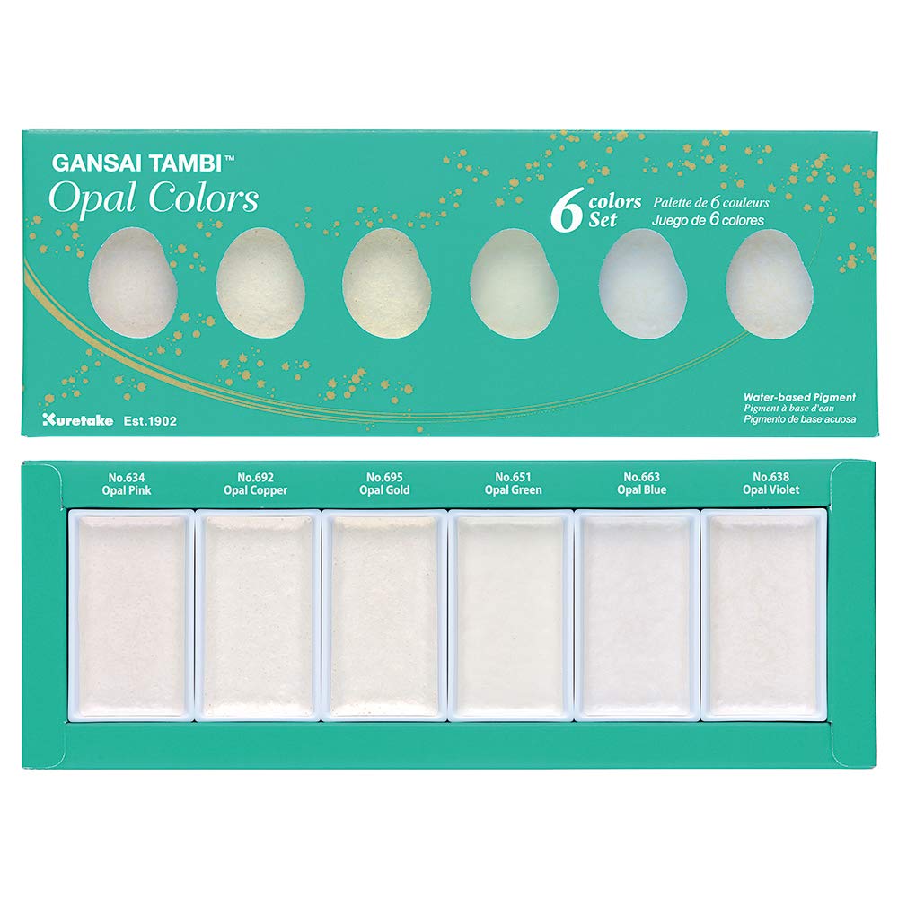 Zig KURETAKE GANSAI TAMBI OPAL COLORS 6 COLORS SET CARTOONIST MENSO BRUSH Medium NATURAL HAIR