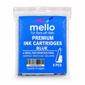 MELLO Universal Standard Fountain Pen Ink Cartridges – Blue Ink | Pack of 8 | Fountain Pen Ink Refill | Smooth Writing Ink Cartridges for Journal, School & Office Use | Standard International Size.