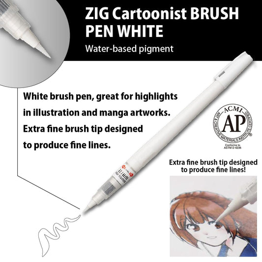 ZIG KURETAKE INKTOBER Special set, WHITE PEN 3 pcs SET, for Manga Drawing, Lettering and Calligraphy Made in Japan