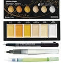 ZIG Special Illustration Set GANSAI TAMBI Starry 6colors Micron Pen 02,BRUSH2O Medium & Wink of Stella Brush Glitter for Manga Drawing Lettering & Calligraphy Professional Artist Quality Made in Japan