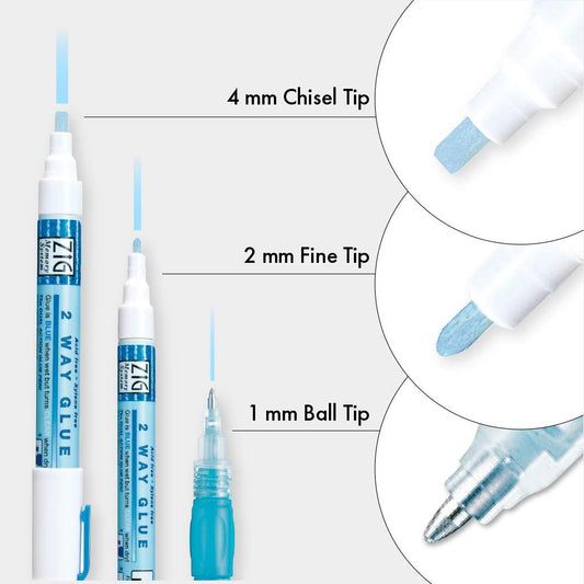 ZIG MEMORY SYSTEM 2 WAY GLUE Blister Pack Squeeze & Roll 1 Pen TIP SIZE-4MM [MSB-15M]
