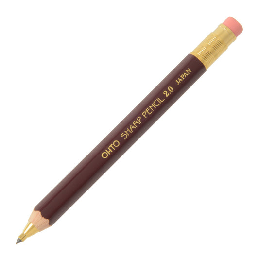 OHTO Mechanical Pencil Wood Sharp with Eraser 2.0, 2.0mm, (APS-680E) Made in Japan (Wine Red)