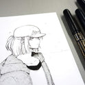 Zig Kuretake CARTOONIST MANGAKA Black 5 set, 005,01,03,05,& fine brush pen for art, illustration, lettering, graphic designers, urban artists, paper crafters, AP-Certificated, Made in Japan