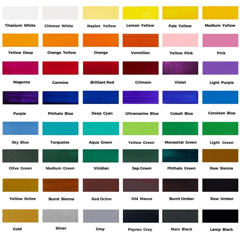 Mont Marte Acrylic Paint Set 48 Colors 36ml, Suitable for Canvas, Wood, MDF, Leather, Air-Dried Clay, Plaster, Cardboard, Paper and Crafts, Multicolour