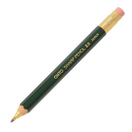 OHTO Mechanical Pencil Wood Sharp with Eraser 2.0, 2.0mm, (APS-680E) Made in Japan (Green)