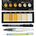ZIG Special Illustration Set GANSAI TAMBI Starry 6colors Micron Pen005,BRUSH2O Medium & Wink of Stella Brush Glitter for Manga Drawing Lettering & Calligraphy Professional Artist Quality Made in Japan