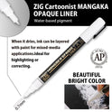 ZIG KURETAKE INKTOBER Special set, WHITE PEN 3 pcs SET, for Manga Drawing, Lettering and Calligraphy Made in Japan