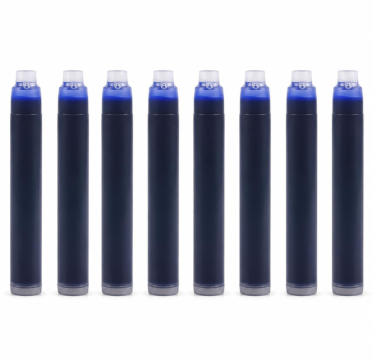 MELLO Universal Standard Fountain Pen Ink Cartridges – Blue Ink | Pack of 8 | Fountain Pen Ink Refill | Smooth Writing Ink Cartridges for Journal, School & Office Use | Standard International Size.