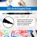 Kuretake ZIG, HISTORIC ART COLLECTION WATERCOLOR W/J.VERMEER ZIG SPECIAL SET with 7 watercolor brush pens, pre-printed sheet, papers for beginners, students