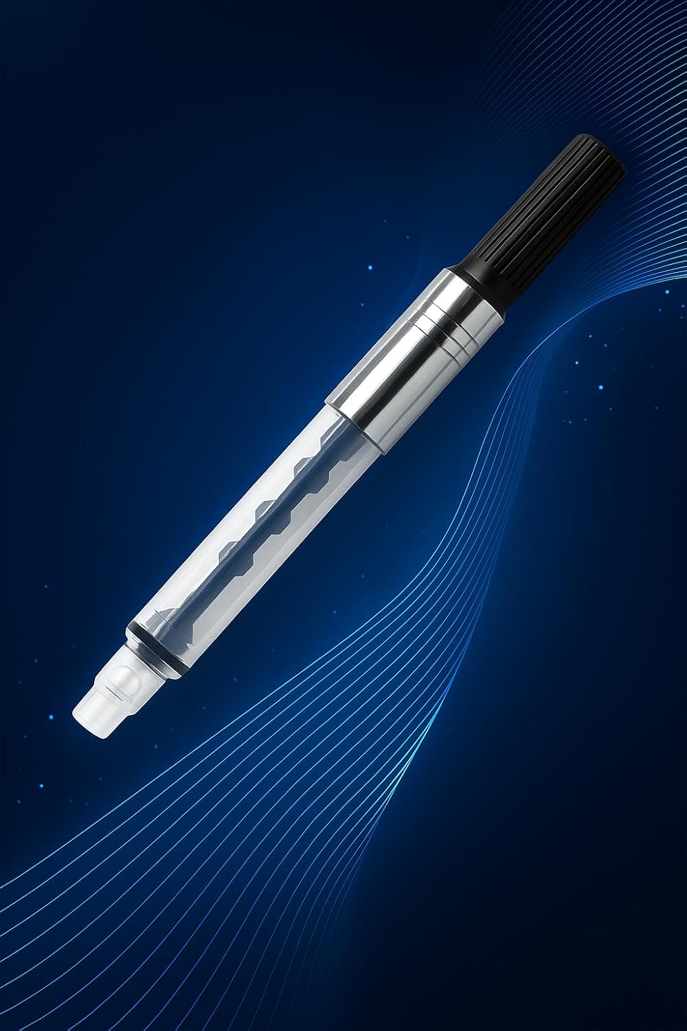MELLO Universal Fountain Pen Ink Converter | Metal Body | Refillable Piston Converter for Bottled Ink | Pack of 2 | Compatible with Standard Fountain Pens | Transparent Ink Reservoir | Made in Japan