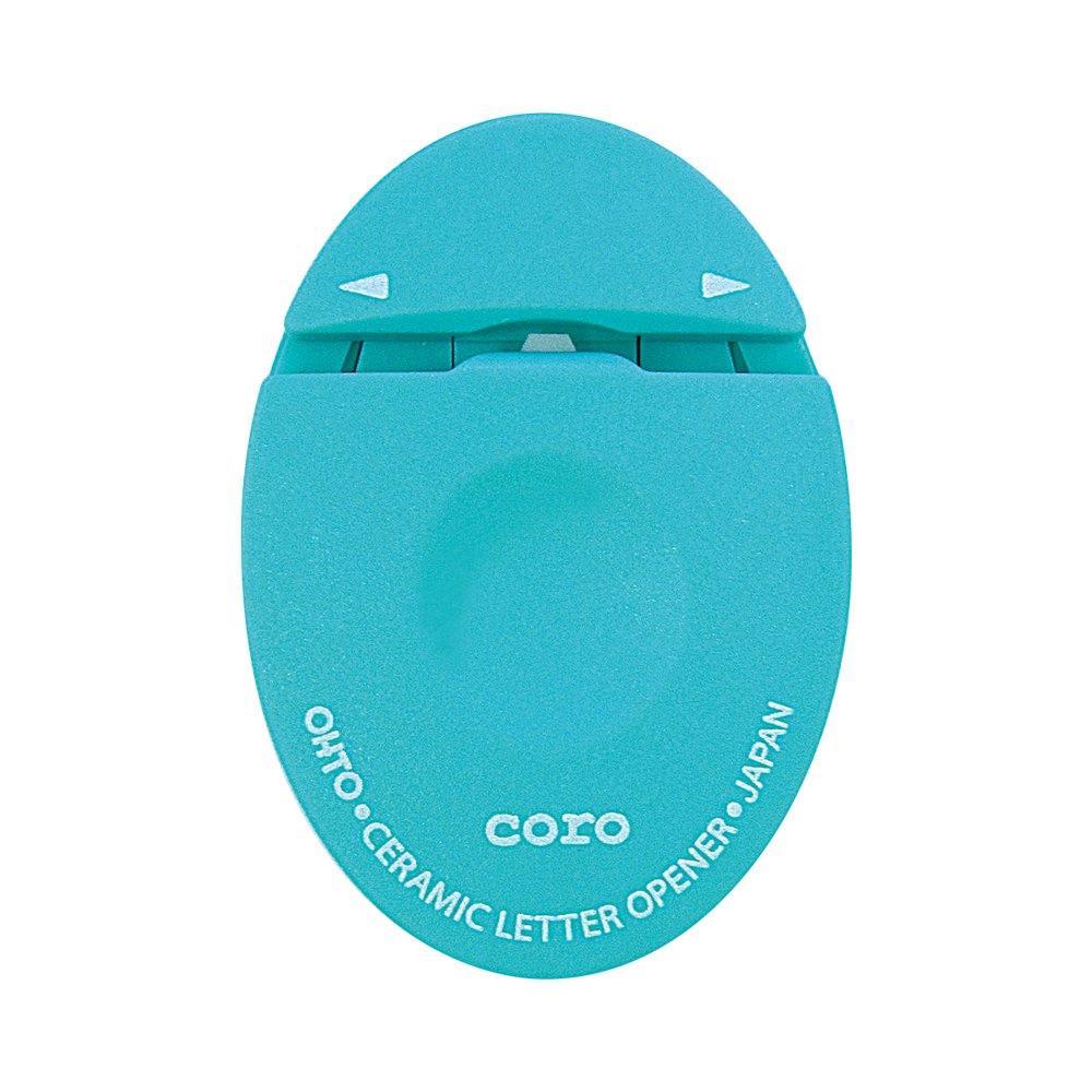 OHTO CORO Ceramic Letter Opener, Blue | Compact Envelope Cutter with Concealed Ceramic Blade, Safe Mail Opener for Home, Office & Business Use | Made in Japan