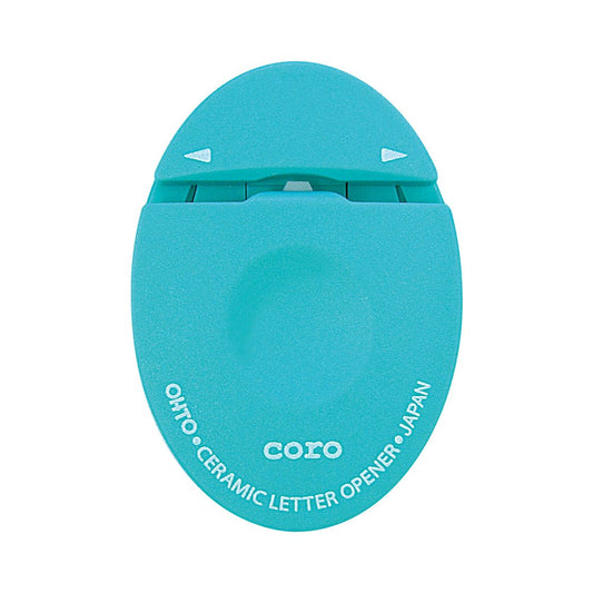 OHTO CORO Ceramic Letter Opener, Blue | Compact Envelope Cutter with Concealed Ceramic Blade, Safe Mail Opener for Home, Office & Business Use | Made in Japan
