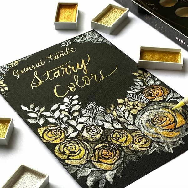 Zig Special Illustration Set [GANSAI TAMBI Starry 6 colors set] Micron Pen 003 & Wink of Stella Brush Glitter Clear for Manga Drawing Lettering & Calligraphy Professional Artist Quality Made in Japan
