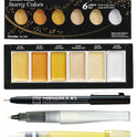 ZIG Special Illustration Set GANSAI TAMBI Starry 6colors Micron Pen 05,BRUSH2O Detailer,Wink of Stella Brush Glitter for Manga Drawing Lettering & Calligraphy Professional Artist Quality Made in Japan