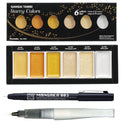 Zig Special Illustration Set [GANSAI TAMBI Starry 6 colors set] Micron Pen 003 & Wink of Stella Brush Glitter Clear for Manga Drawing Lettering & Calligraphy Professional Artist Quality Made in Japan