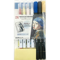 Kuretake ZIG, HISTORIC ART COLLECTION WATERCOLOR W/J.VERMEER ZIG SPECIAL SET with 7 watercolor brush pens, pre-printed sheet, papers for beginners, students