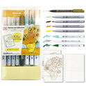 Kuretake ZIG HISTORIC ART COLLECTION WATERCOLOR W/V.VAN GOGH ZIG SPECIAL SET, 4 CLEAN COLOR FB Brush pens and 3 bristle brush pens