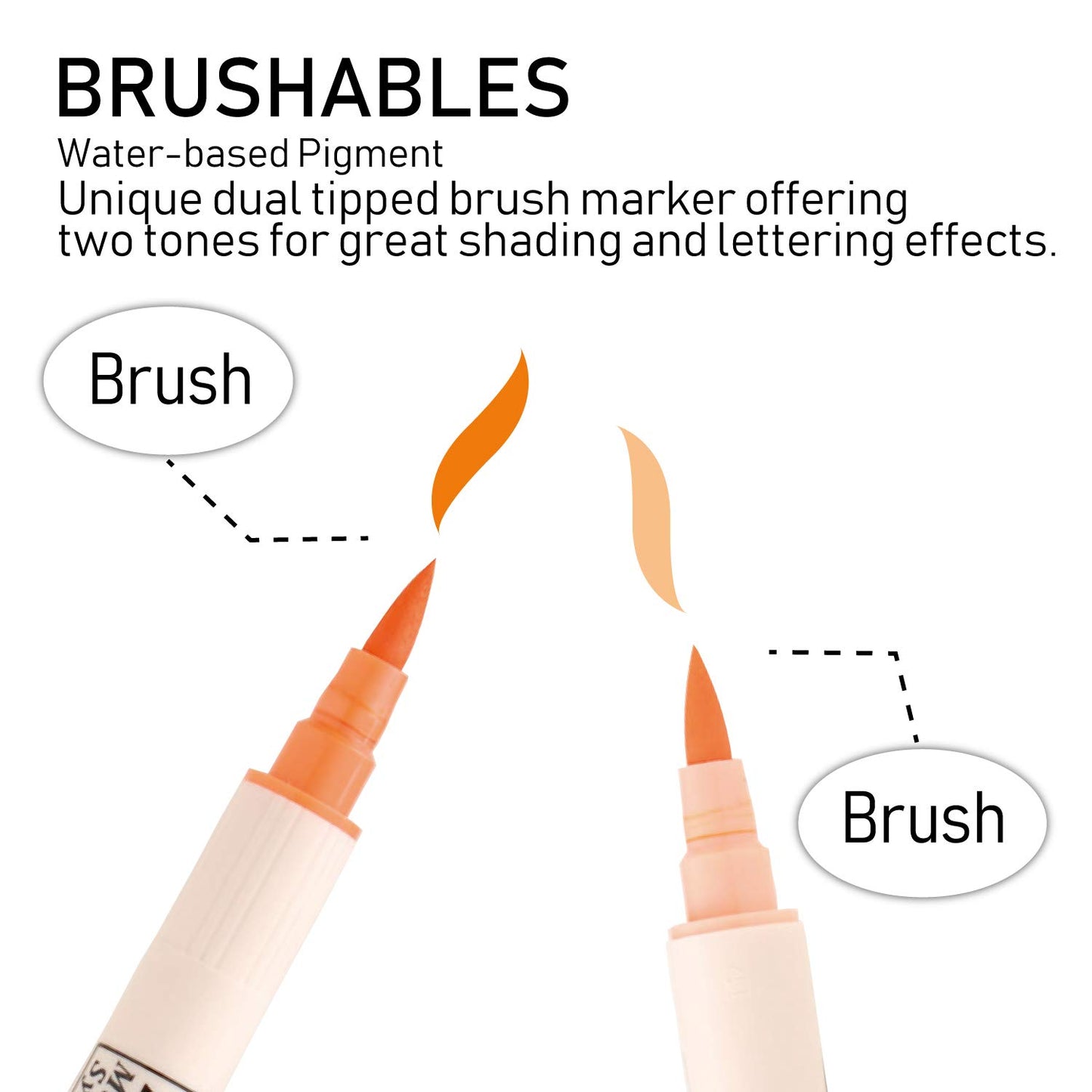 Zig Kuretake Memory System Brushables Waterproof/Archival Quality/Twin Brush Tips MS-7700/6VBR Professional-Quarity, for Lettering, Calligraphy, Illustration, Art, Sketch, Made in Japan