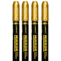Mirror Paint Marker Gold | Pack of 4 | 4.5mm Bullet Tip | High Gloss Liquid Chromium Metallic Paint Marker | Waterproof for Metal, Ceramic, Glass, Plastic & DIY Crafts. Made in Malaysia