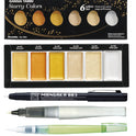 ZIG Special Illustration Set GANSAI TAMBI Starry 6colors Micron Pen003,BRUSH2O Medium & Wink of Stella Brush Glitter for Manga Drawing Lettering & Calligraphy Professional Artist Quality Made in Japan