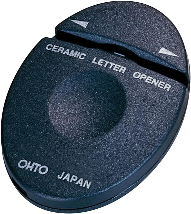 OHTO CORO Ceramic Letter Opener, BLACK | Compact Envelope Cutter with Concealed Ceramic Blade, Safe Mail Opener for Home, Office & Business Use | Made in Japan