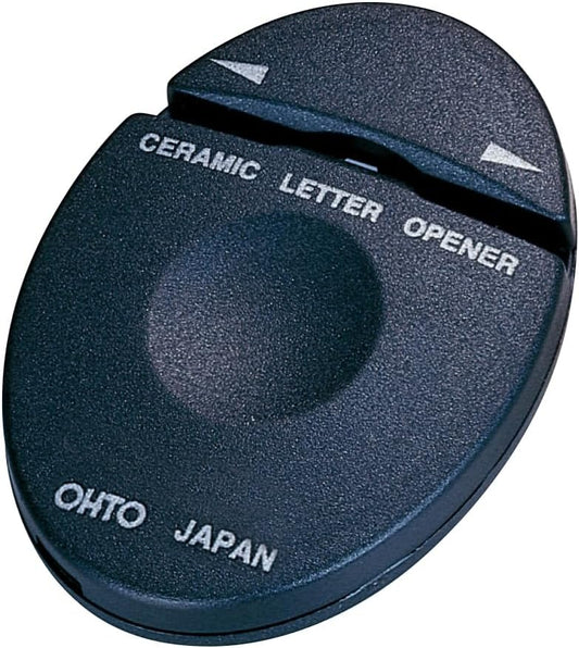 OHTO CORO Ceramic Letter Opener, BLACK | Compact Envelope Cutter with Concealed Ceramic Blade, Safe Mail Opener for Home, Office & Business Use | Made in Japan