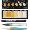 Zig Special Illustration Set GANSAI TAMBI Starry 6colors Micron Pen005,BRUSH2O Petit,Wink of Stella Brush Glitter for Manga Drawing Lettering & Calligraphy Professional Artist Quality Made in Japan