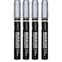 Mirror Paint Marker Silver | Pack of 4 | 4.5mm Bullet Tip | High Gloss Liquid Chrome Metallic Paint Marker | Waterproof for Metal, Glass, Ceramic, Plastic & DIY Crafts .Made in Malaysia