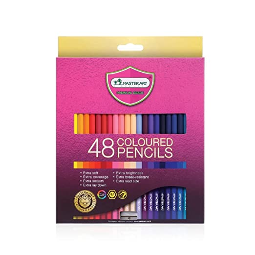 Master Art Premier Colored Pencils, Soft Core,Colouring Pencils Set 48-Count Core for Adult Colouring Books, Doodling, Sketching, Drawing, Art Supplies Made In Thailand