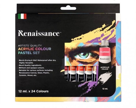 Renaissance Acrylic Pastel Colors [Set Of 24 Colors, 12 Ml]