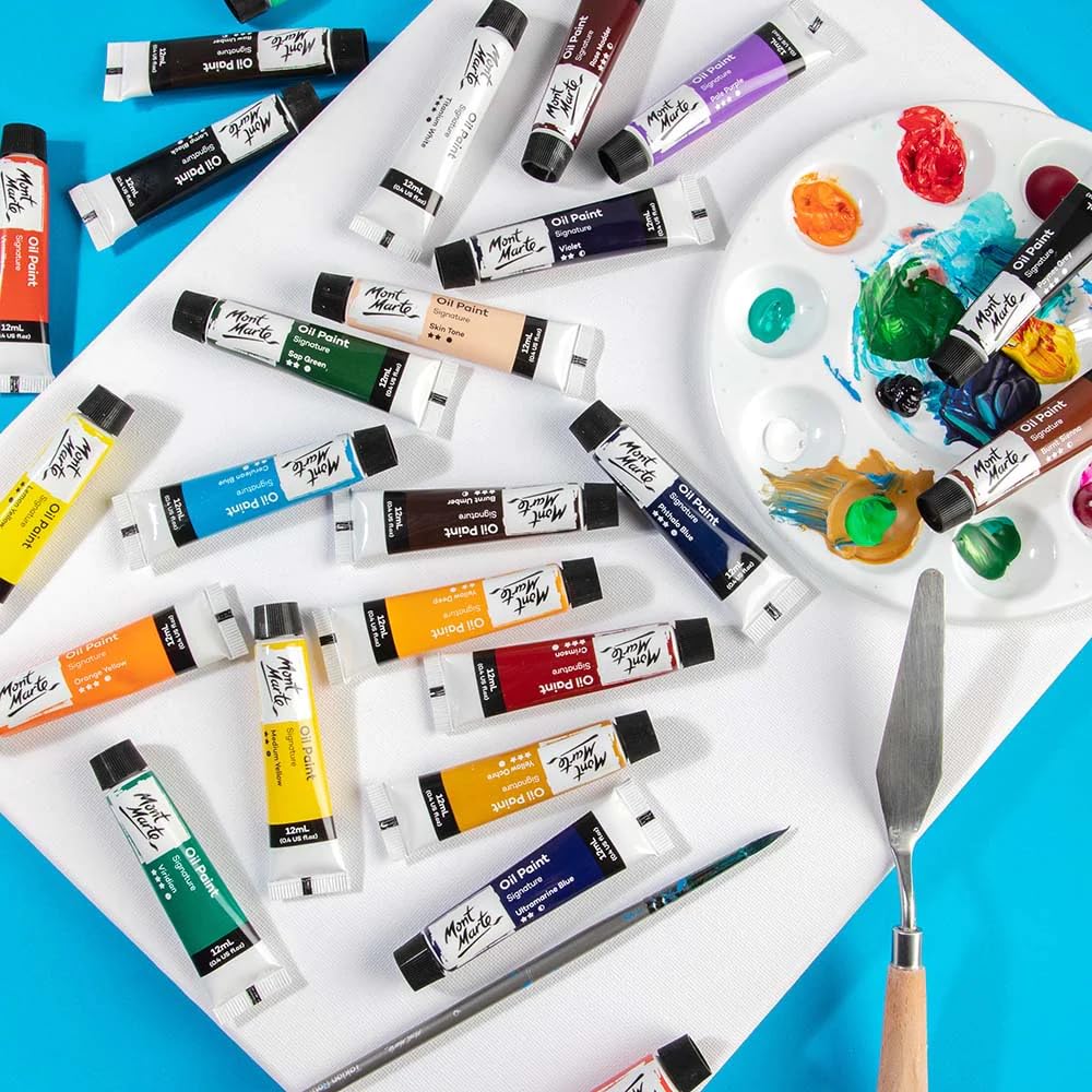 Mont Marte Oil Paints for Painting - 24 Pieces in 12 ml Tubes, Multicolor