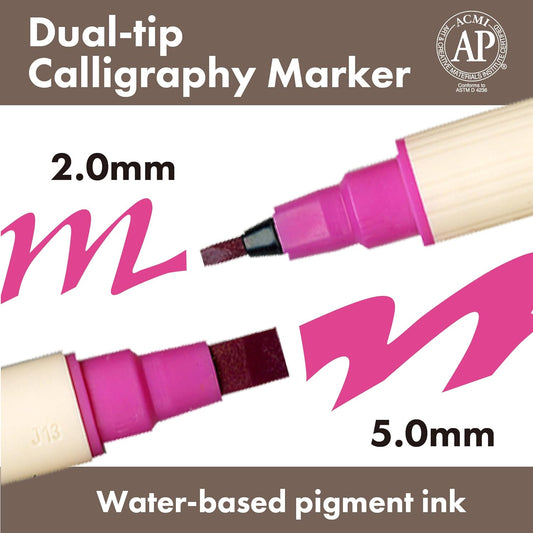 Zig Kuretake Calligraphy Dual Tip Marker Pens 24 colors set, 2mm, 5mm, Double Tip, for Art, Sketch, illustration, Calligraphy, Journal, Drawing, Made in Japan