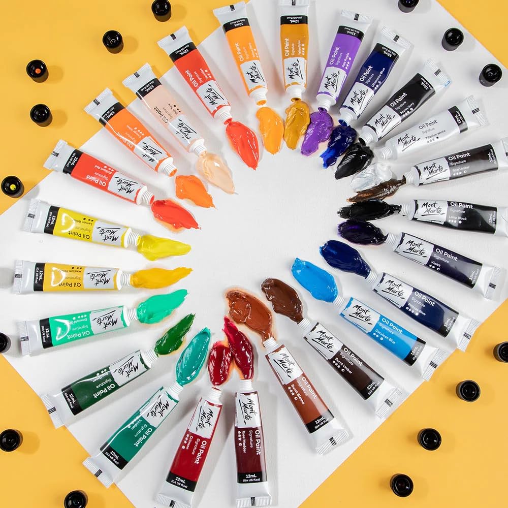 Mont Marte Oil Paints for Painting - 24 Pieces in 12 ml Tubes, Multicolor