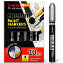 Mirror Paint Marker Silver | Pack of 10 | 4.5mm Bullet Tip | High Gloss Liquid Chrome Metallic Paint Marker | Waterproof for Metal, Glass, Ceramic, Plastic & DIY Crafts. Made in Malaysia