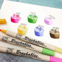 Zig Kuretake Memory System Brushables Waterproof/Archival Quality/Twin Brush Tips MS-7700/6VBR Professional-Quarity, for Lettering, Calligraphy, Illustration, Art, Sketch, Made in Japan