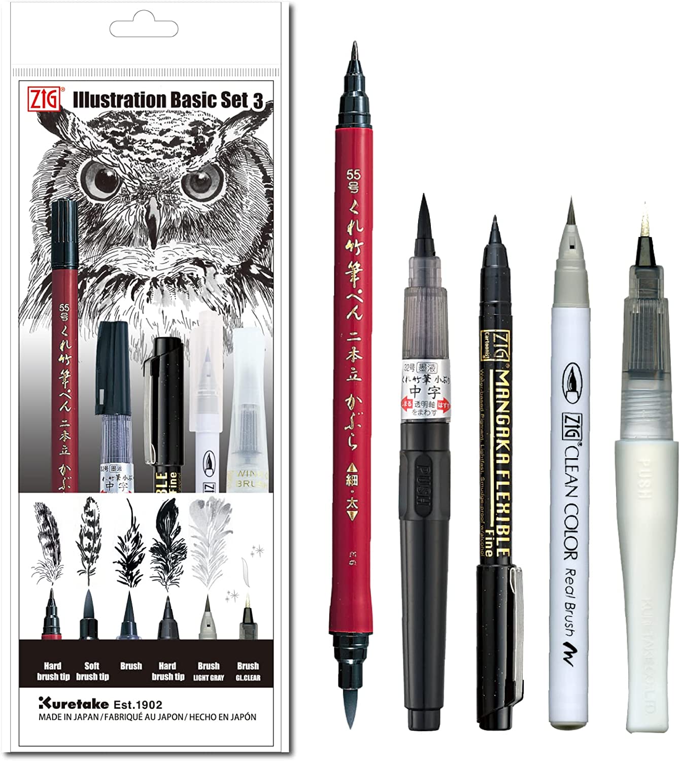 Kuretake ZIG Inktober 2022 Special Set, ILLUSTRATION BASIC SET 3 for Manga Drawing, Lettering and Calligraphy, Professional Artist Quality, Made in Japan
