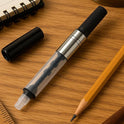 MELLO Universal Fountain Pen Ink Converter | Metal Body | Refillable Piston Converter for Bottled Ink | Pack of 2 | Compatible with Standard Fountain Pens | Transparent Ink Reservoir | Made in Japan