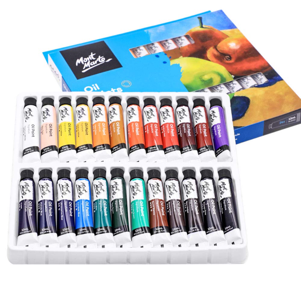 Mont Marte Oil Paints for Painting - 24 Pieces in 12 ml Tubes, Multicolor