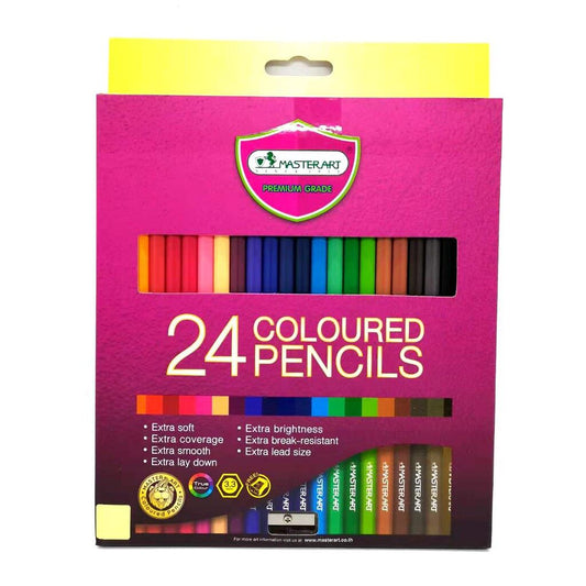 Master Art Premier Colored Pencils, Soft Core,Colouring Pencils Set 24-Count Core for Adult Colouring Books, Doodling, Sketching, Drawing, Art Supplies Made In Thailand