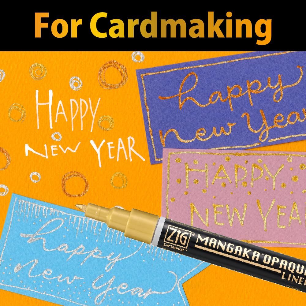Kuretake Zig Cartoonist Mangaka Opaque Liner, 4 Colors Set for Artists, Illustrations, Graphic Design, Paper Crafters, Made in Japan