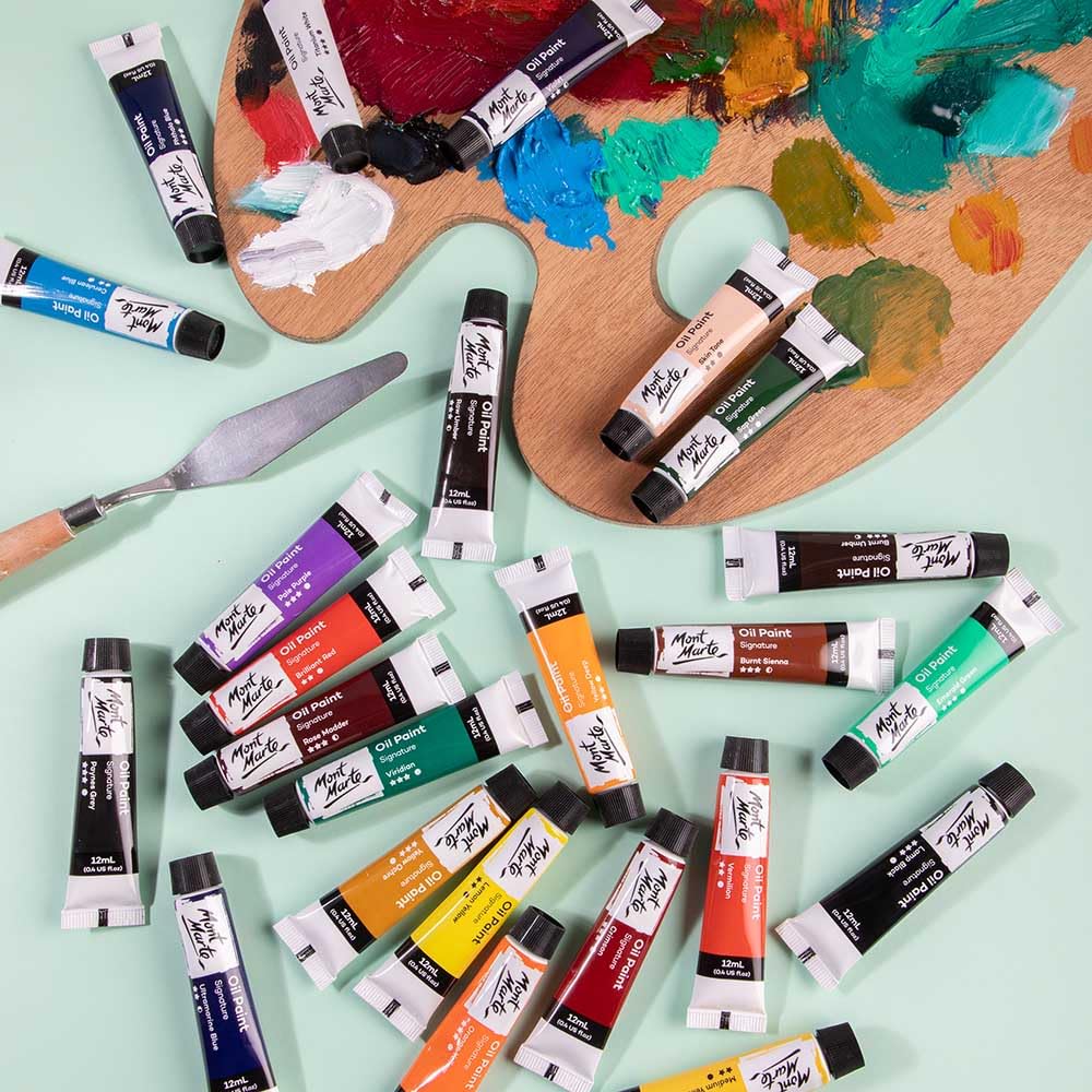 Mont Marte Oil Paints for Painting - 24 Pieces in 12 ml Tubes, Multicolor