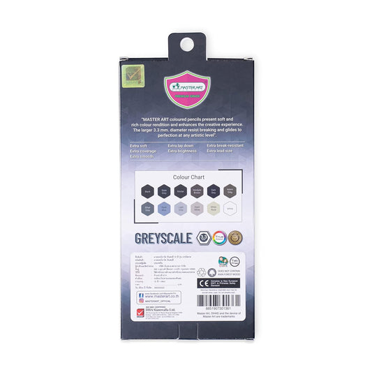 Masterart Greyscale Pencil Set – 12 Colors | Soft-Core Pencils for Bold & Shimmering Artwork | Perfect for Artists, Students & Teachers – Ideal for Drawing, Sketching, Blending, and Shading